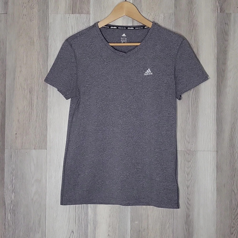 Adidas Womens Medium Grey Climalite Short Sleeve Performance‎ Top Lightweight